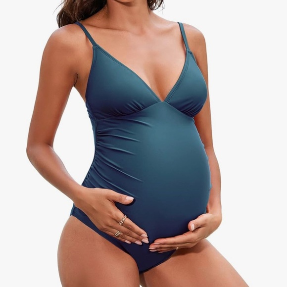 Cupshe Blue Maternity One Piece Swimsuit - Picture 1 of 5